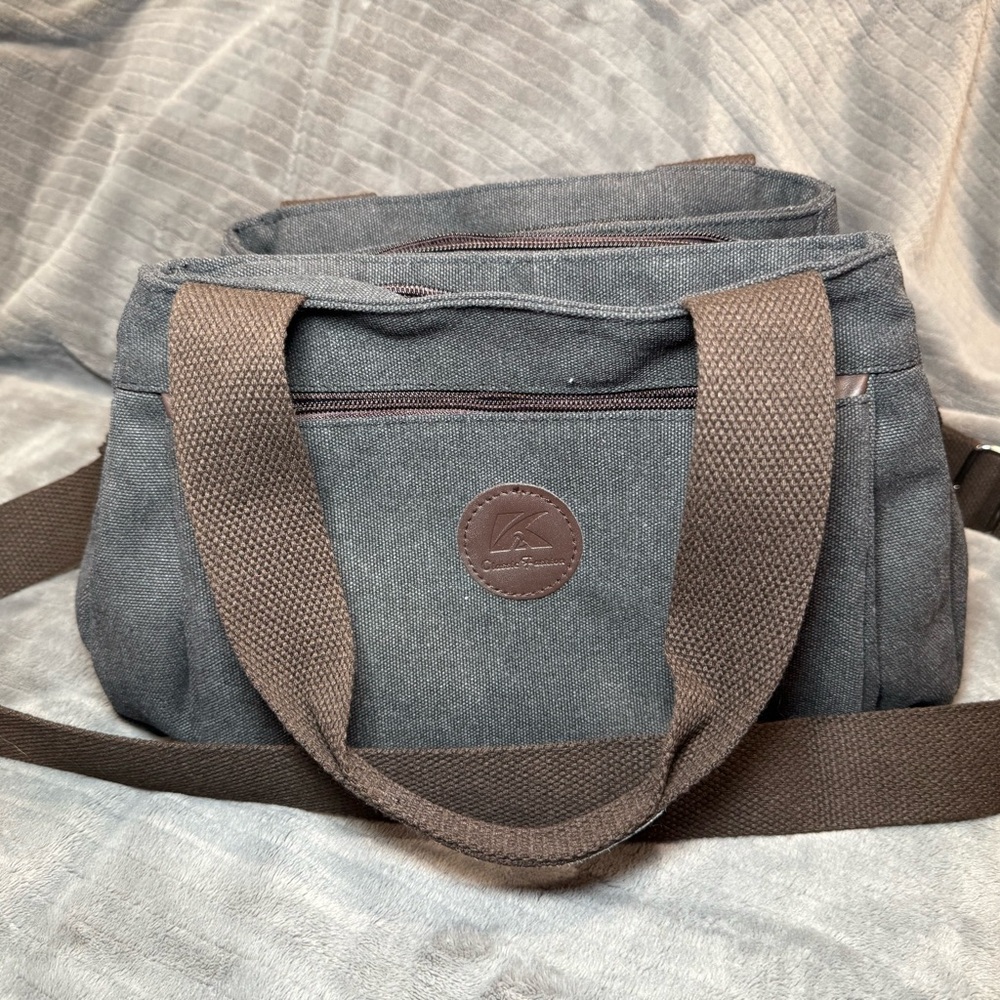 K2 Classic Gray Canvas Shoulder Bag - Picture 4 of 5